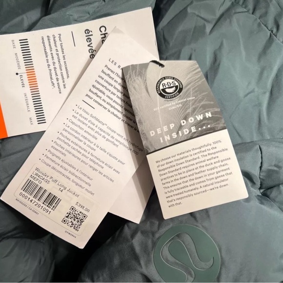 New Lululemon Wunder Puff Jacket Long NWT, size 14 Color: Medium Forest - Picture 2 of 3